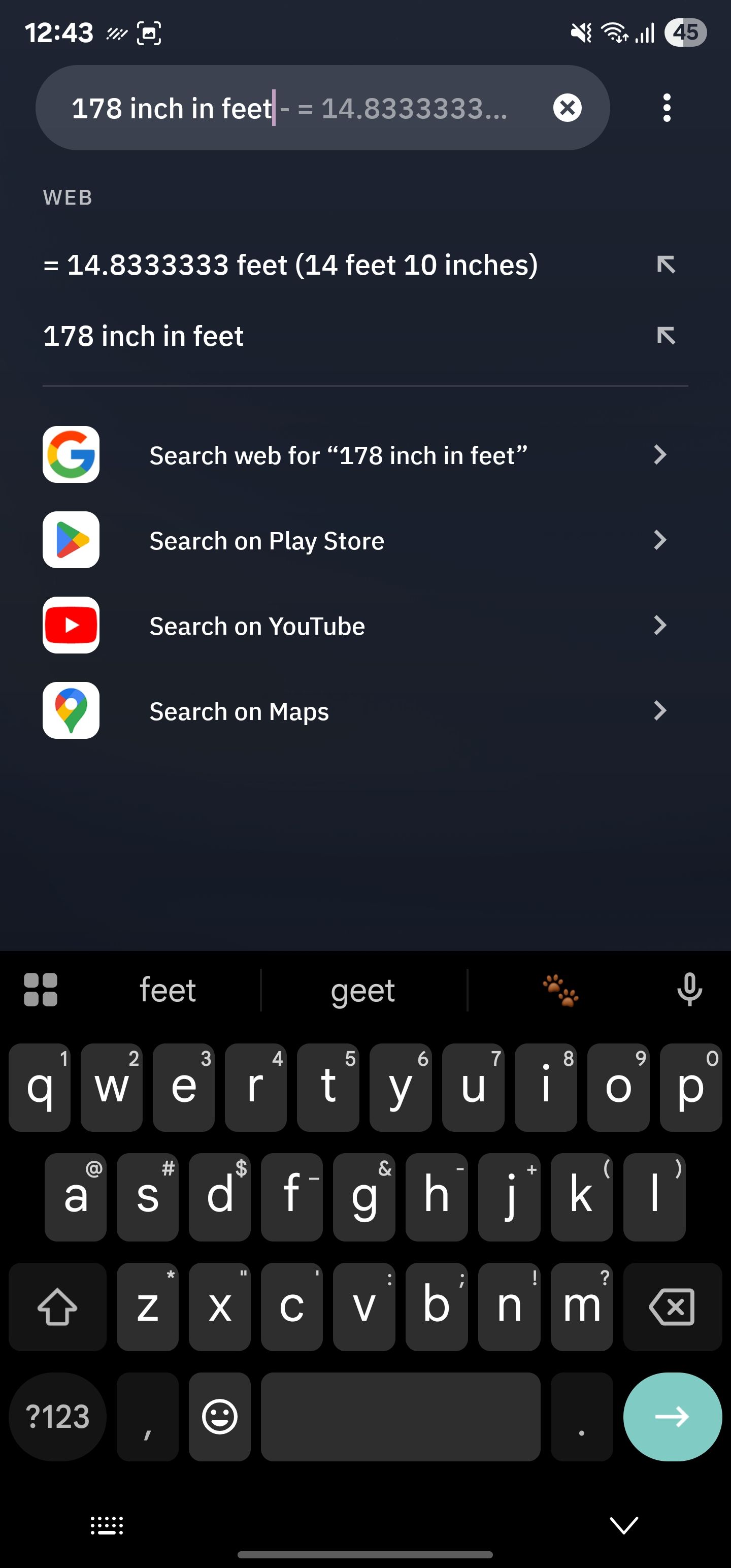 با استفاده از جستجوی هوشمند Smart Launcher برای تبدیل واحد.