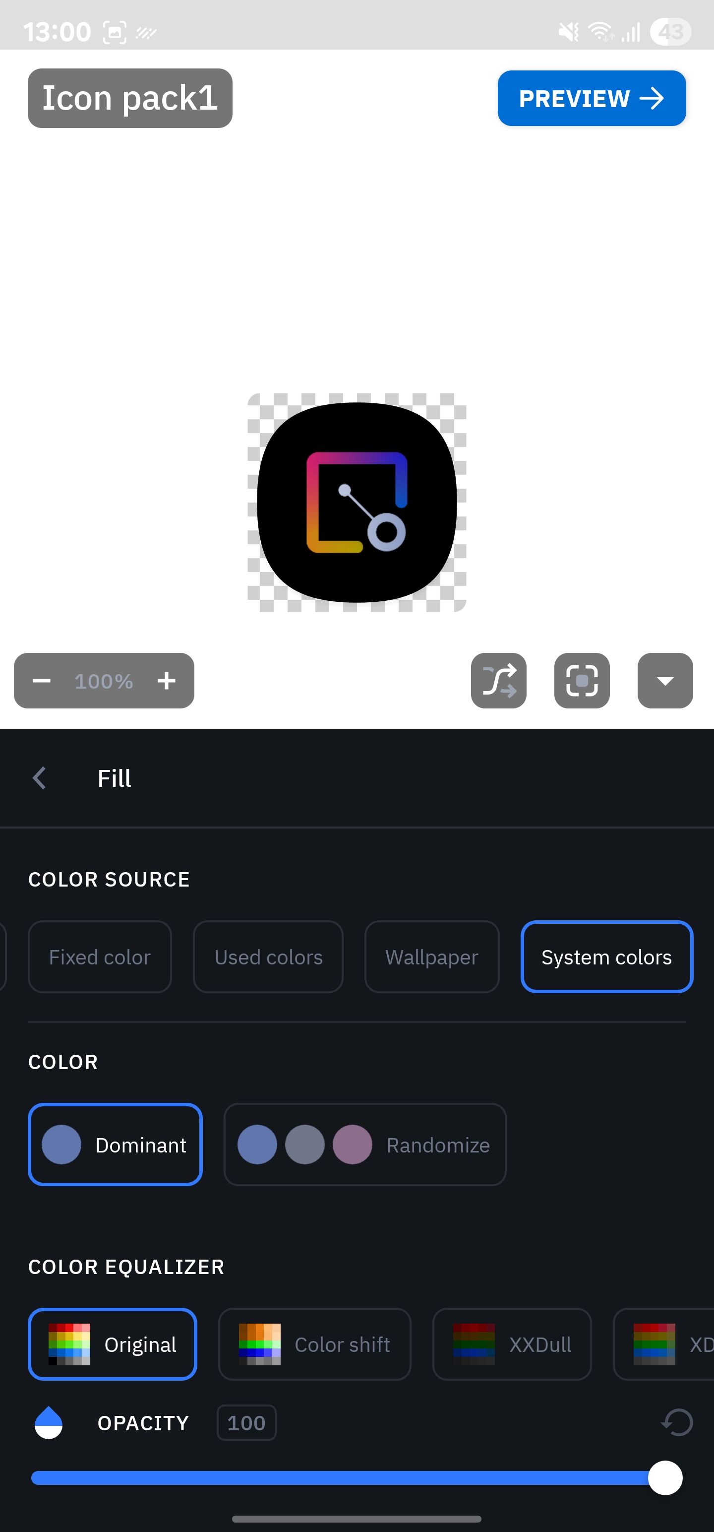 سفارشی سازی رنگ نماد در استودیوی Icon Pack.