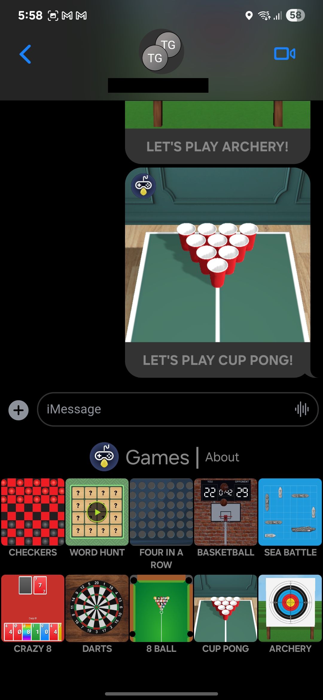 منوی بازی های iMessage در یک گپ OpenBubbles باز می شود