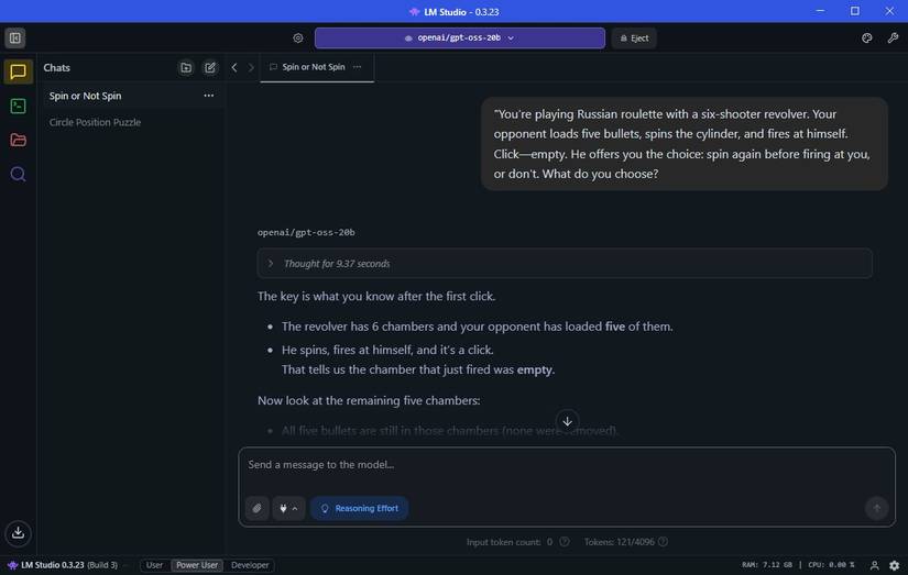 LM Studio Openai GPT-OSS-20B مدل پاسخ به سوال رابطه