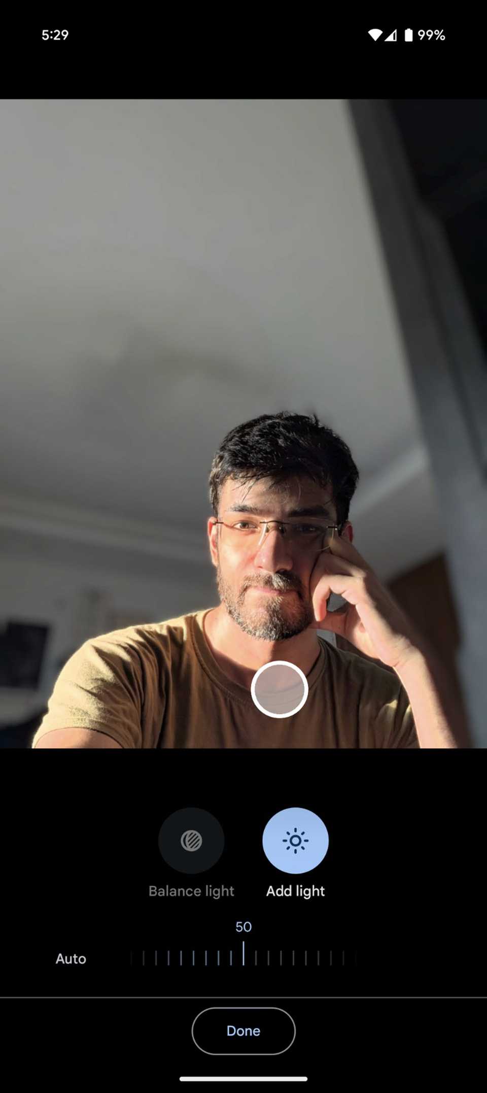 صفحه نمایش ویژگی های نور پرتره Google Photos