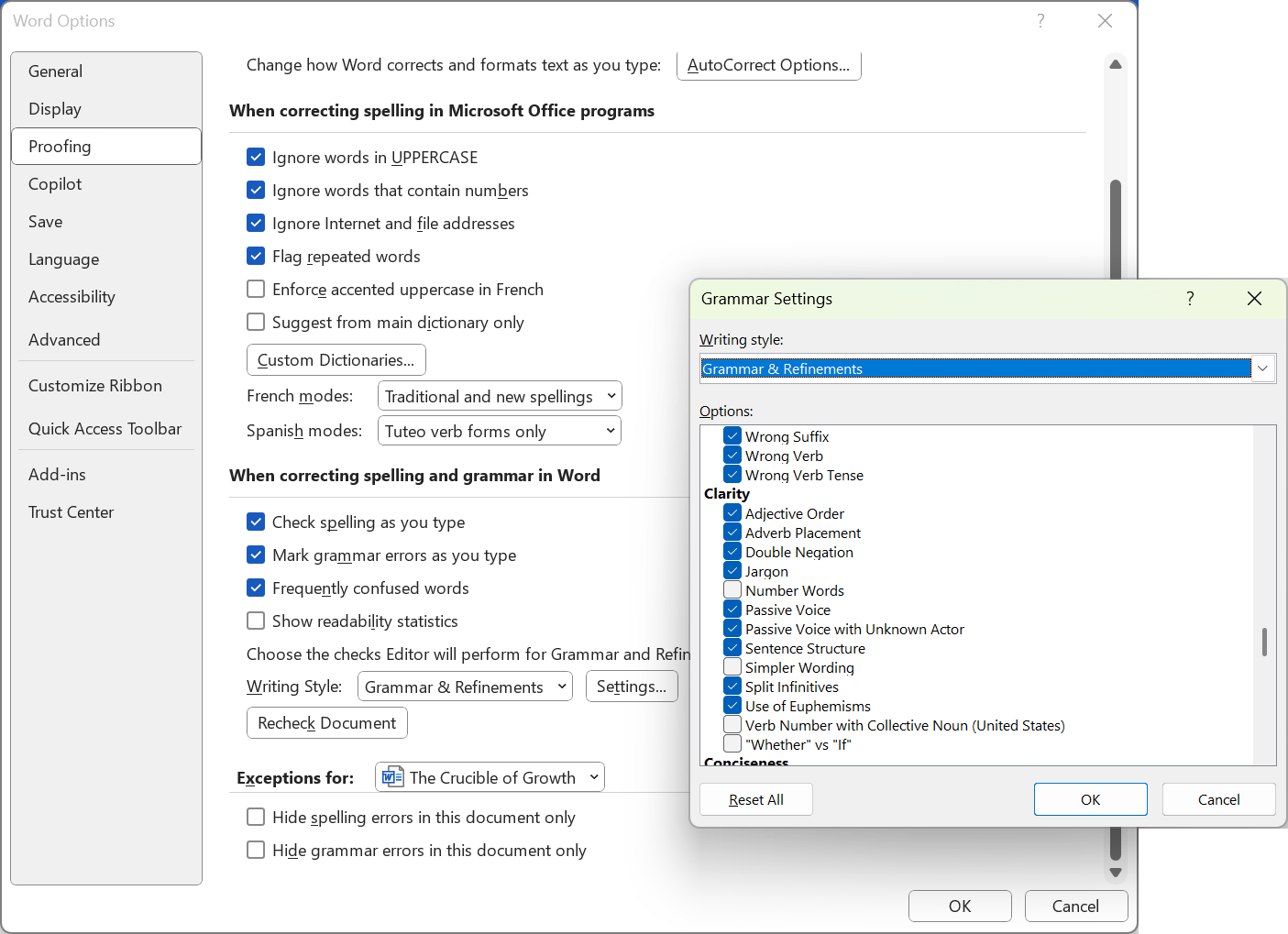 گزینه های ویرایشگر Microsoft Word