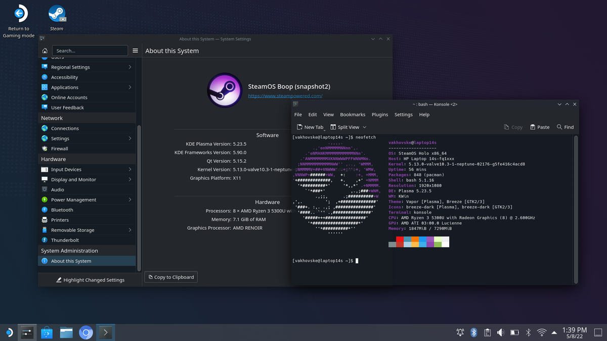 ساخت Holoiso از Steamos که روی یک کامپیوتر اجرا می شود