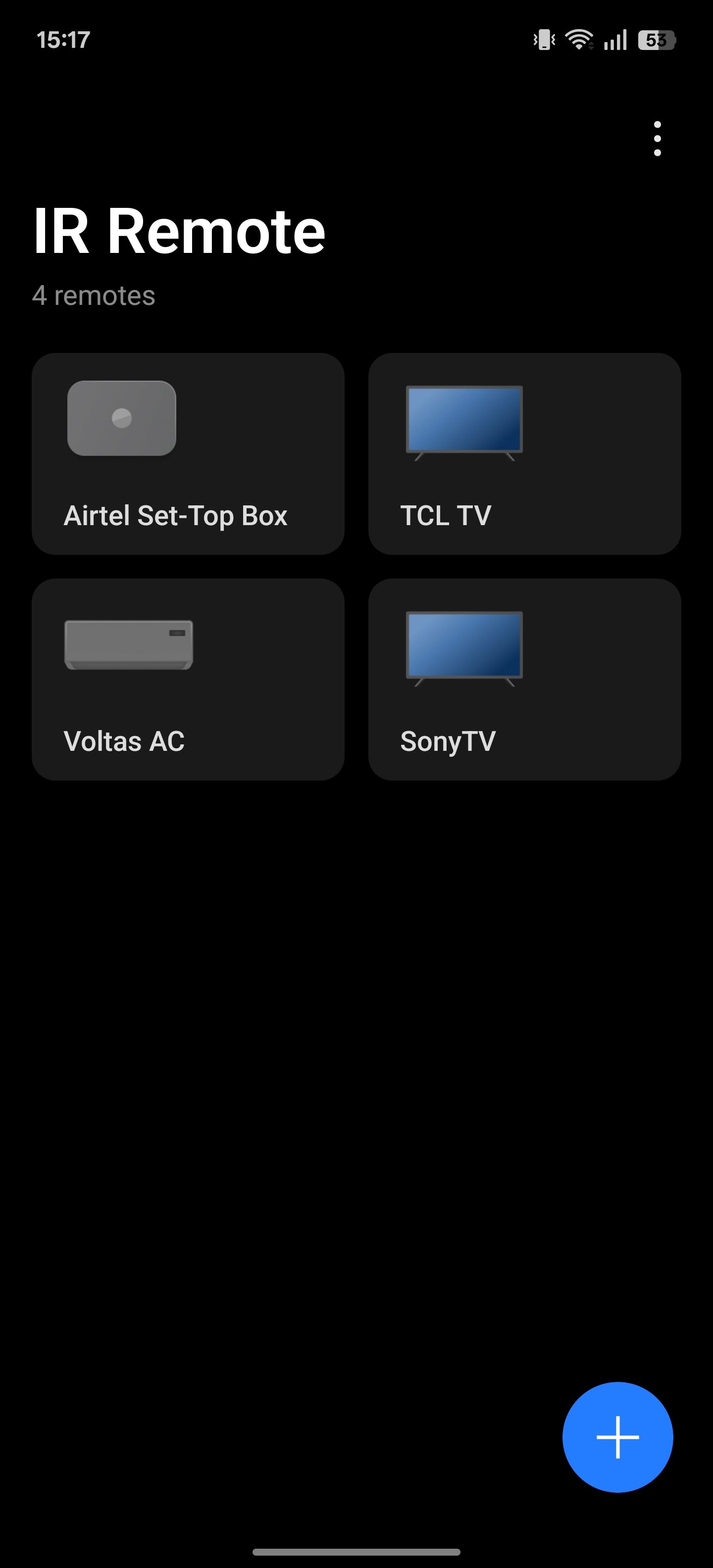 صفحه اصلی برنامه از راه دور IR OnePlus.