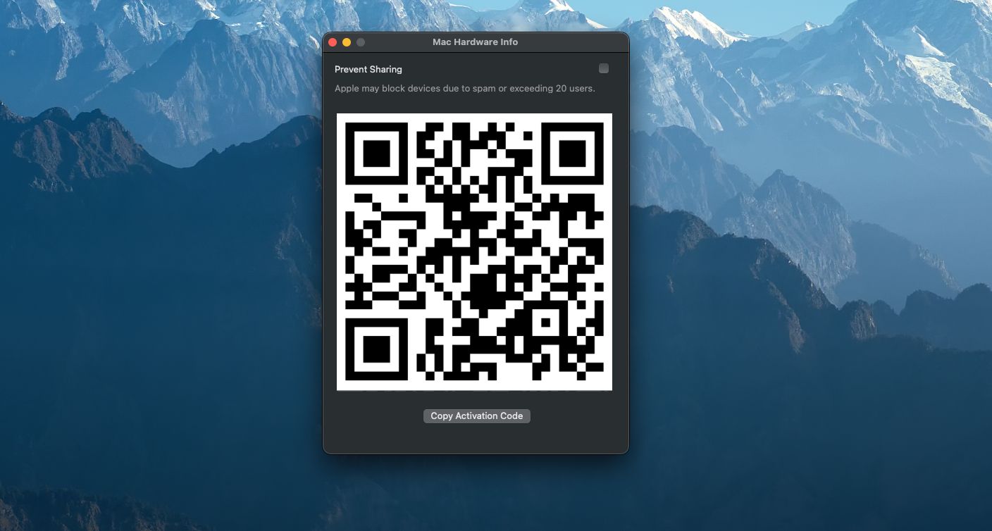 برنامه macos OpenBubbles با یک کد QR قابل مشاهده است