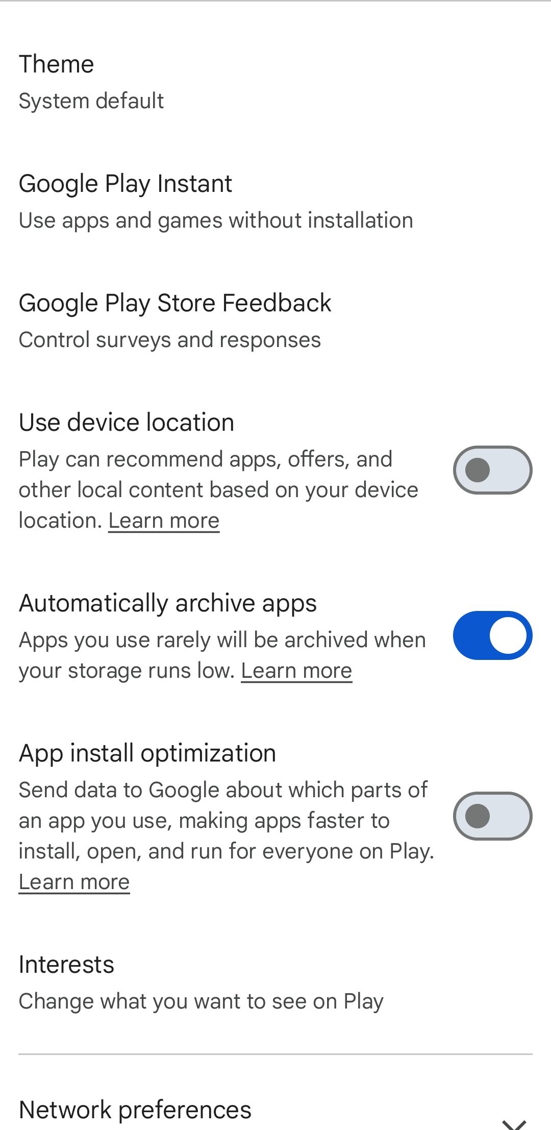 تنظیم برنامه های بایگانی فروشگاه در Android