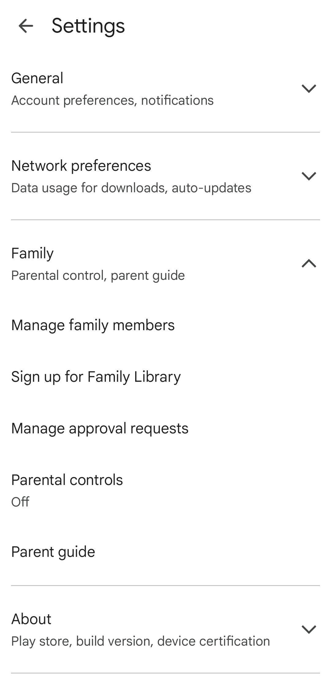 تنظیمات خانواده فروشگاه را در Android بازی کنید