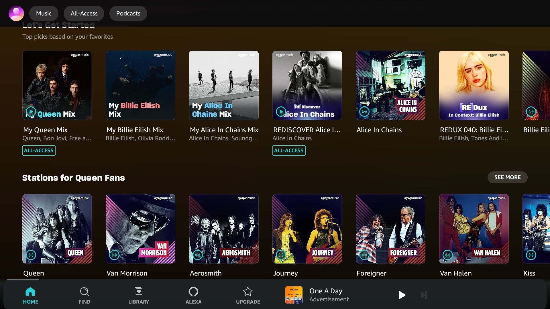 ردیف لیست های پخش همه دسترسی و جامعه در Amazon Music Prime