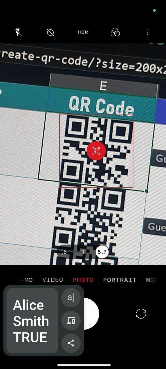 اسکن کد QR تولید شده در اکسل