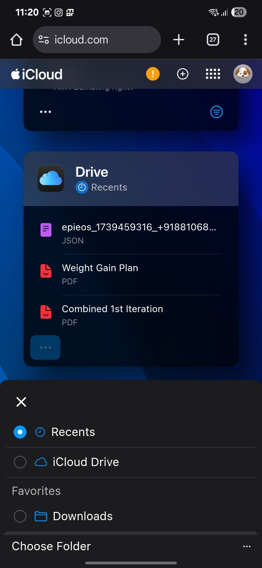 وب سایت iCloud با ویجت درایو قابل مشاهده است