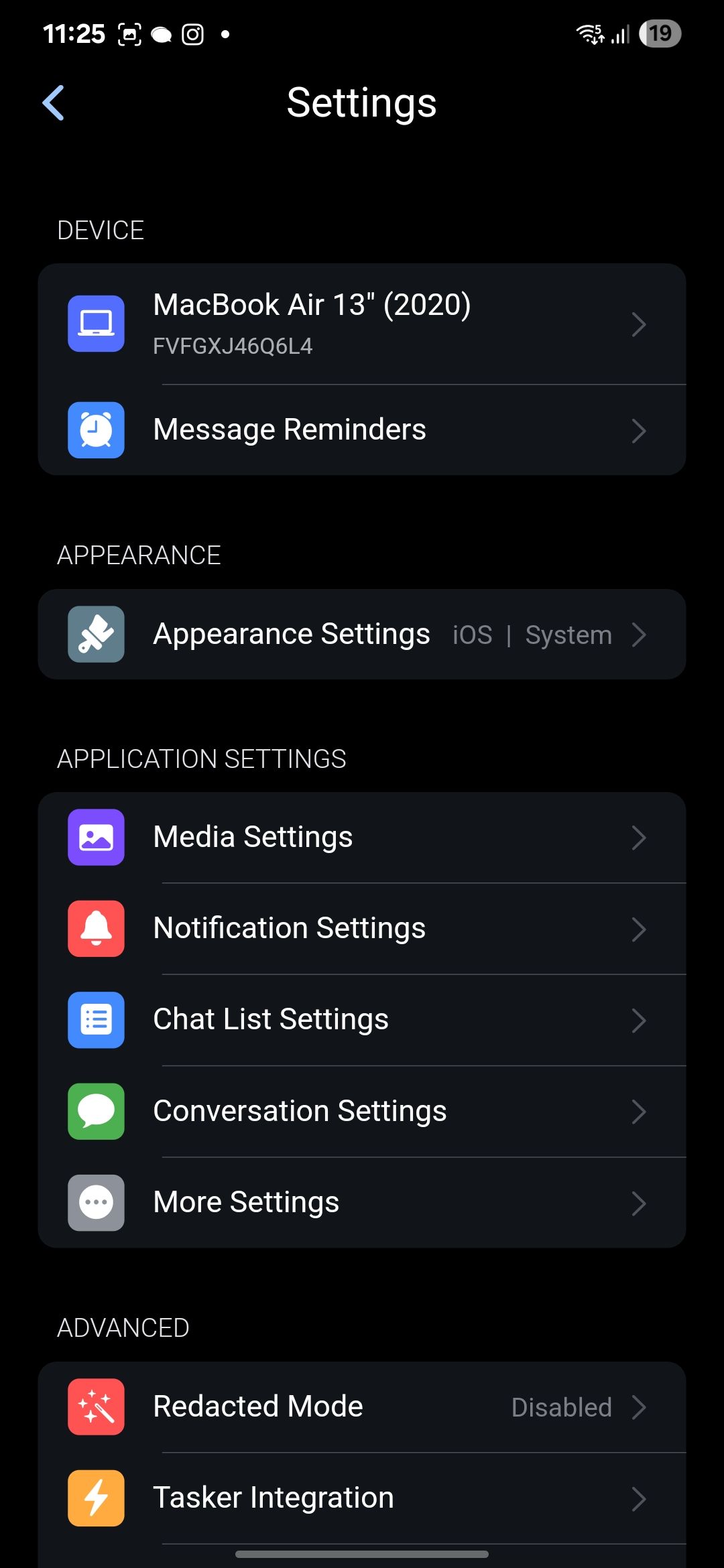 صفحه تنظیمات OpenBubbles