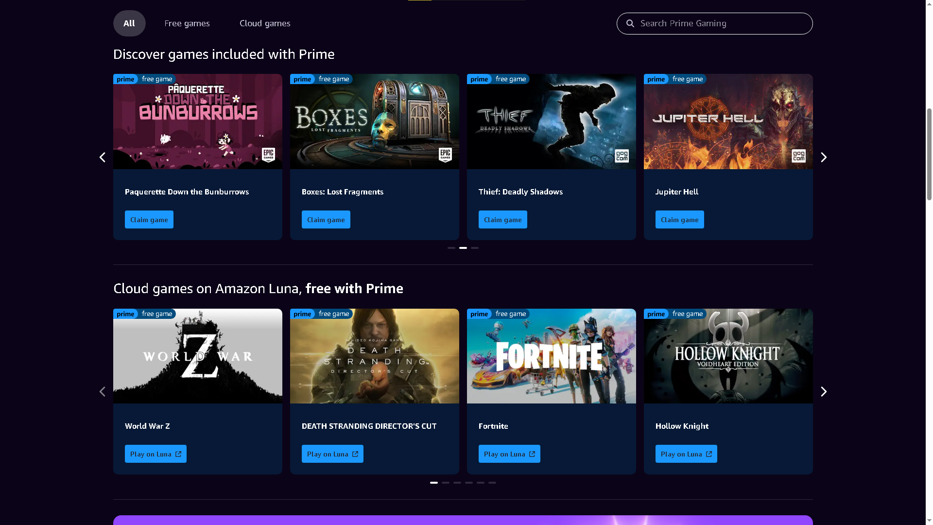 صفحه اول بازی Prime