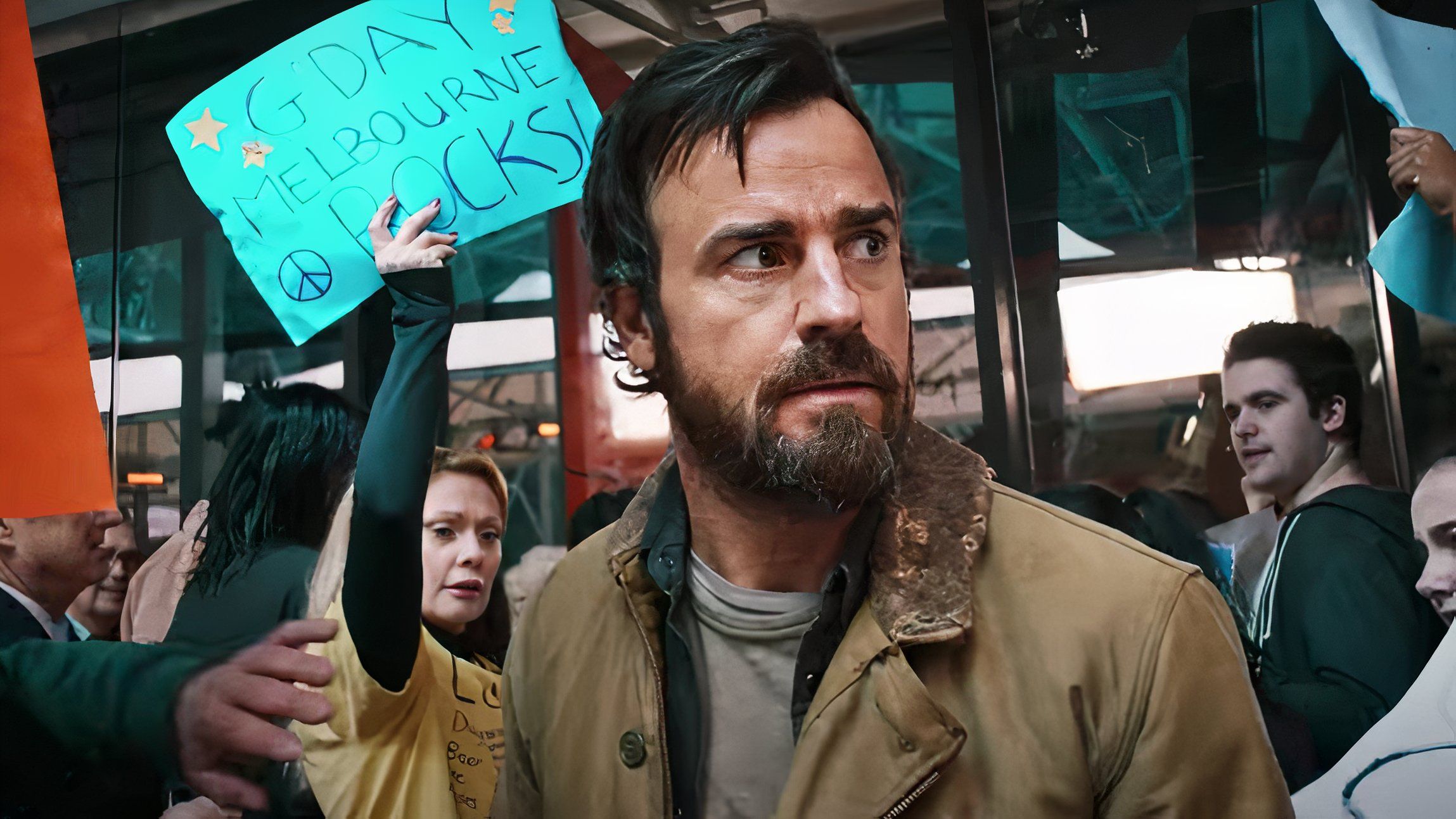 صحنه ای از The Leftovers HBO که صحنه ای با جاستین تروکس را نشان می دهد.