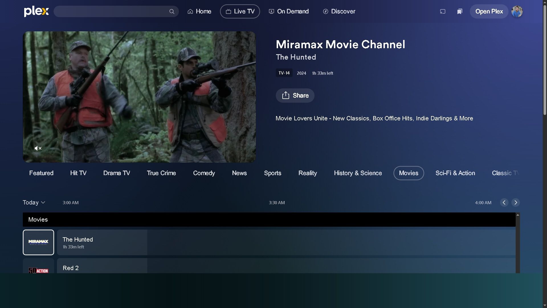 فیلم The Hunted Broadcast از کانال تلویزیونی Miramax در Plex پخش می شود