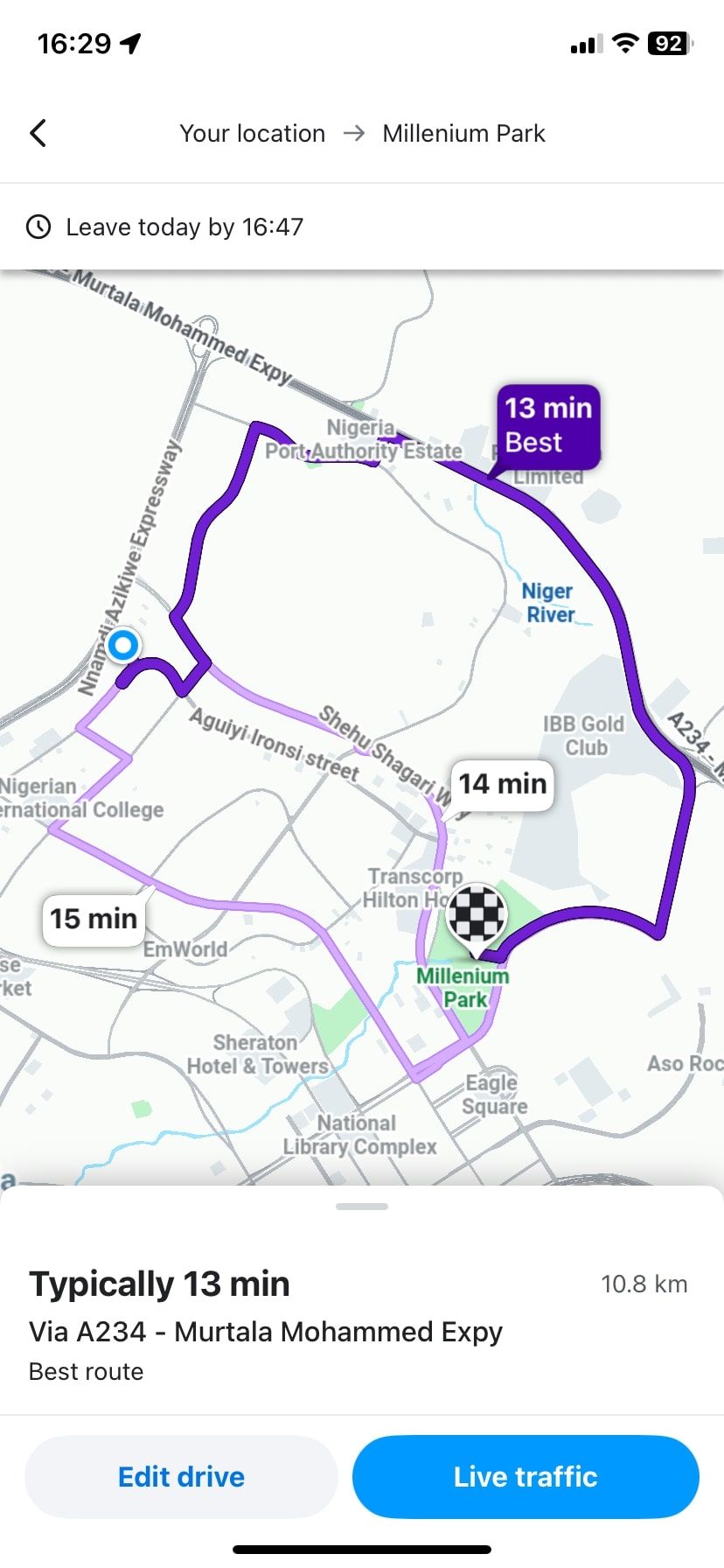 صفحه نمایش مسیر Waze