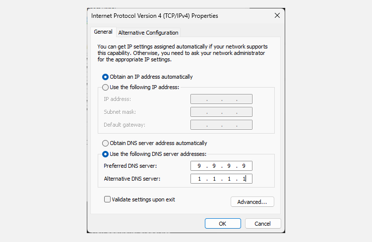 تنظیمات Windows 11 DNS
