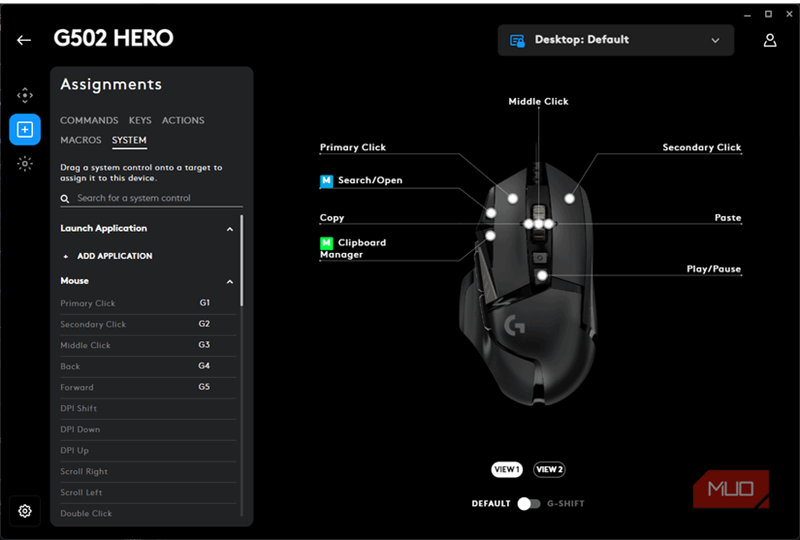 تکالیف دکمه Mouse Logitech G