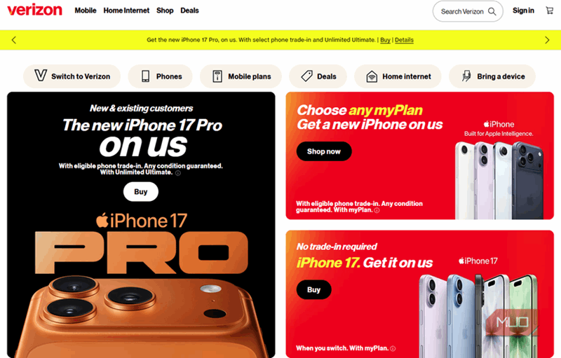 03 Verizon iPhone 17 در معامله ایالات متحده