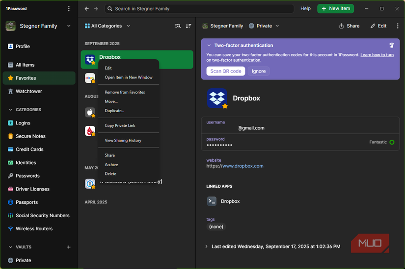 لیست موارد دلخواه 04 1Password