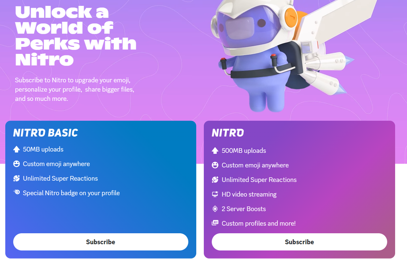 صفحه قیمت گذاری نیترو Discord