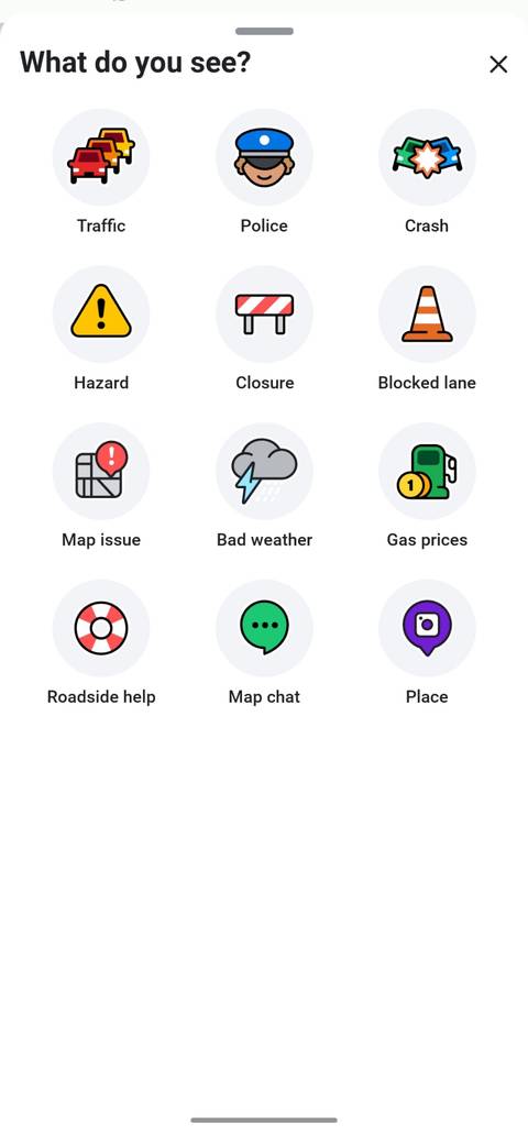 تصویری از هشدارها می توانید با استفاده از Waze برای دیگران پینگ کنید