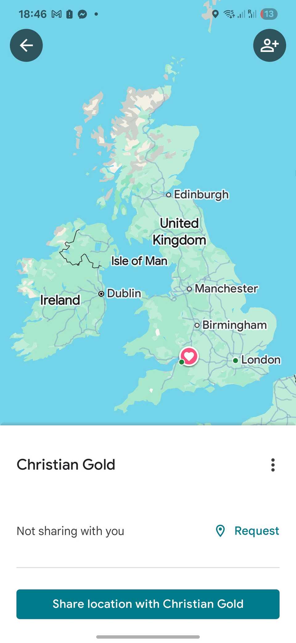 پذیرش یک دعوت به اشتراک در Google Maps.