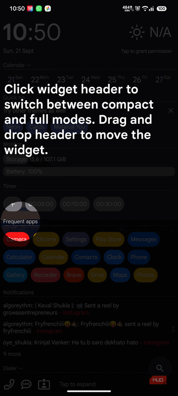AIO Launcher از صفحه اصلی با نکات خوش آمدید.