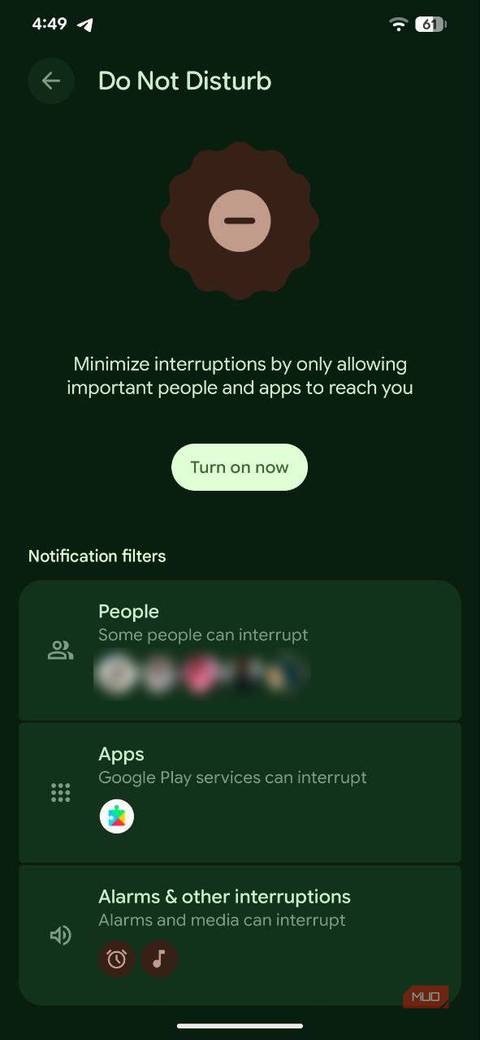تنظیمات Android 16 DND ویرایش شده است