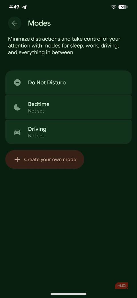 تنظیمات Android 16 حالت