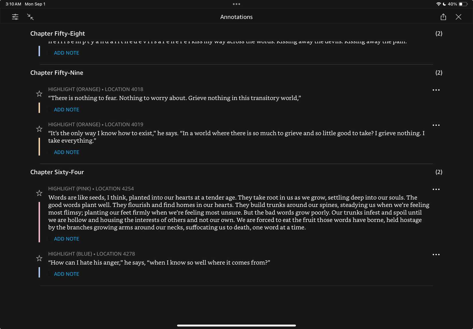 حاشیه نویسی در برنامه Kindle