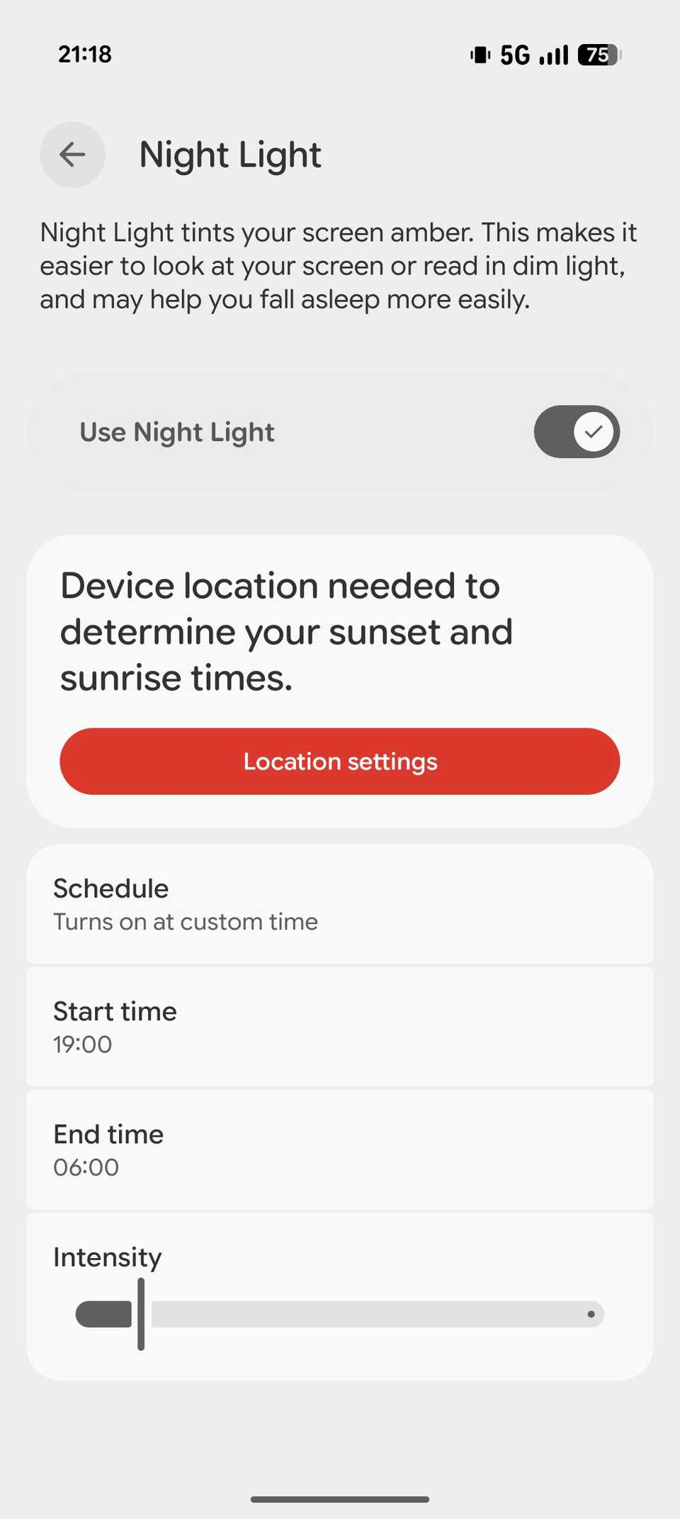 برنامه ریزی ویژگی Night Light در پیکسل 10.