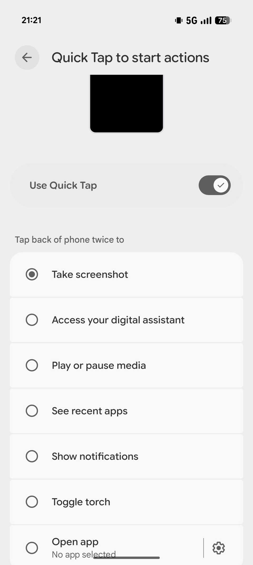 از TAP TAPGLED ON استفاده کنید و روی Action Take Screenshot تنظیم کنید.
