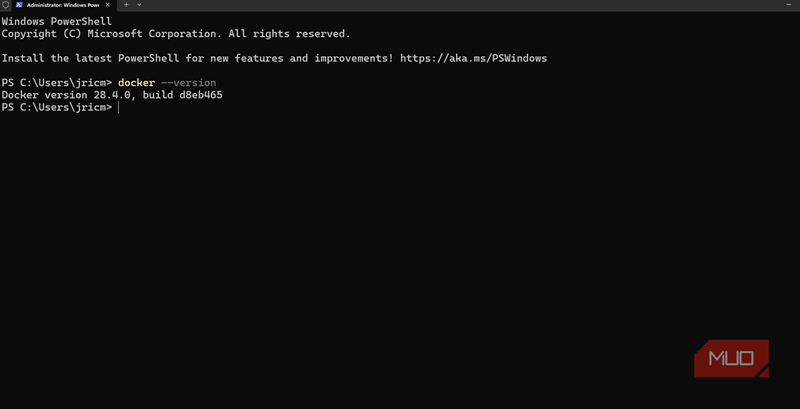 نصب Docker را بررسی کنید