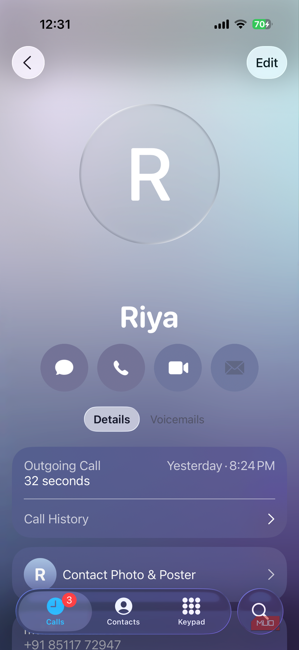 اطلاعات تماس با iPhone در حال اجرا iOS 26