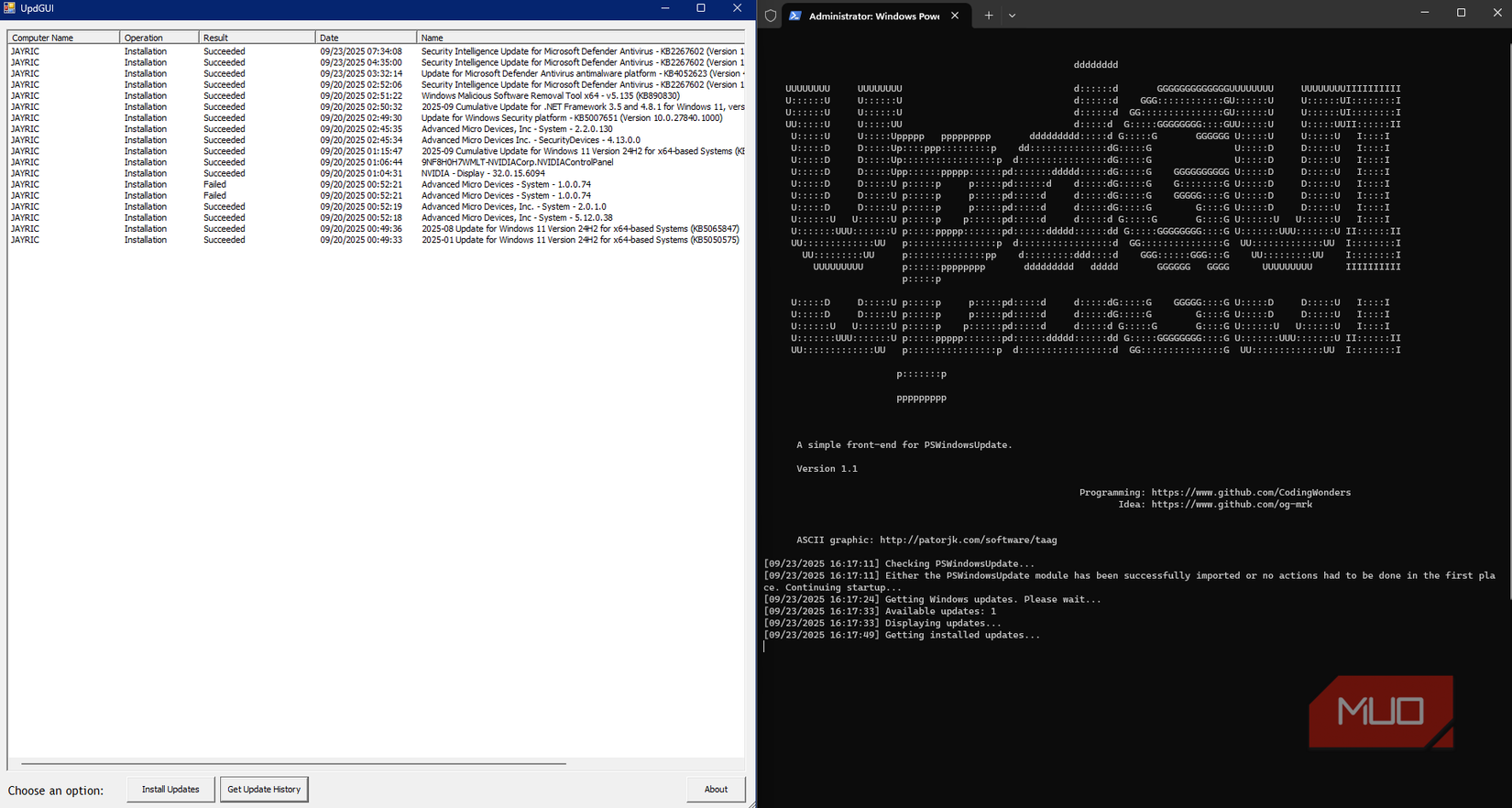 کنترل بهتر به روزرسانی با استفاده از pswindowsupdate جفت شده با upgui