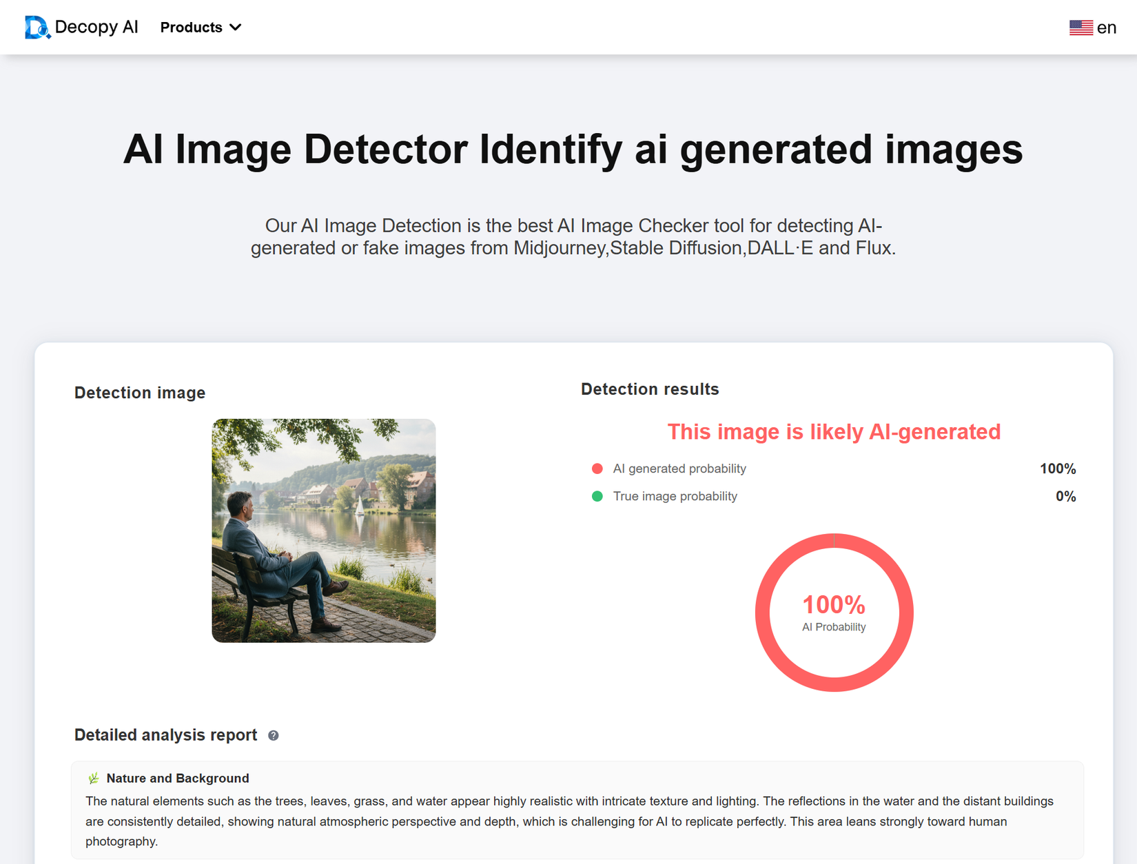 Decopy یک تصویر AI را مشخص می کند.