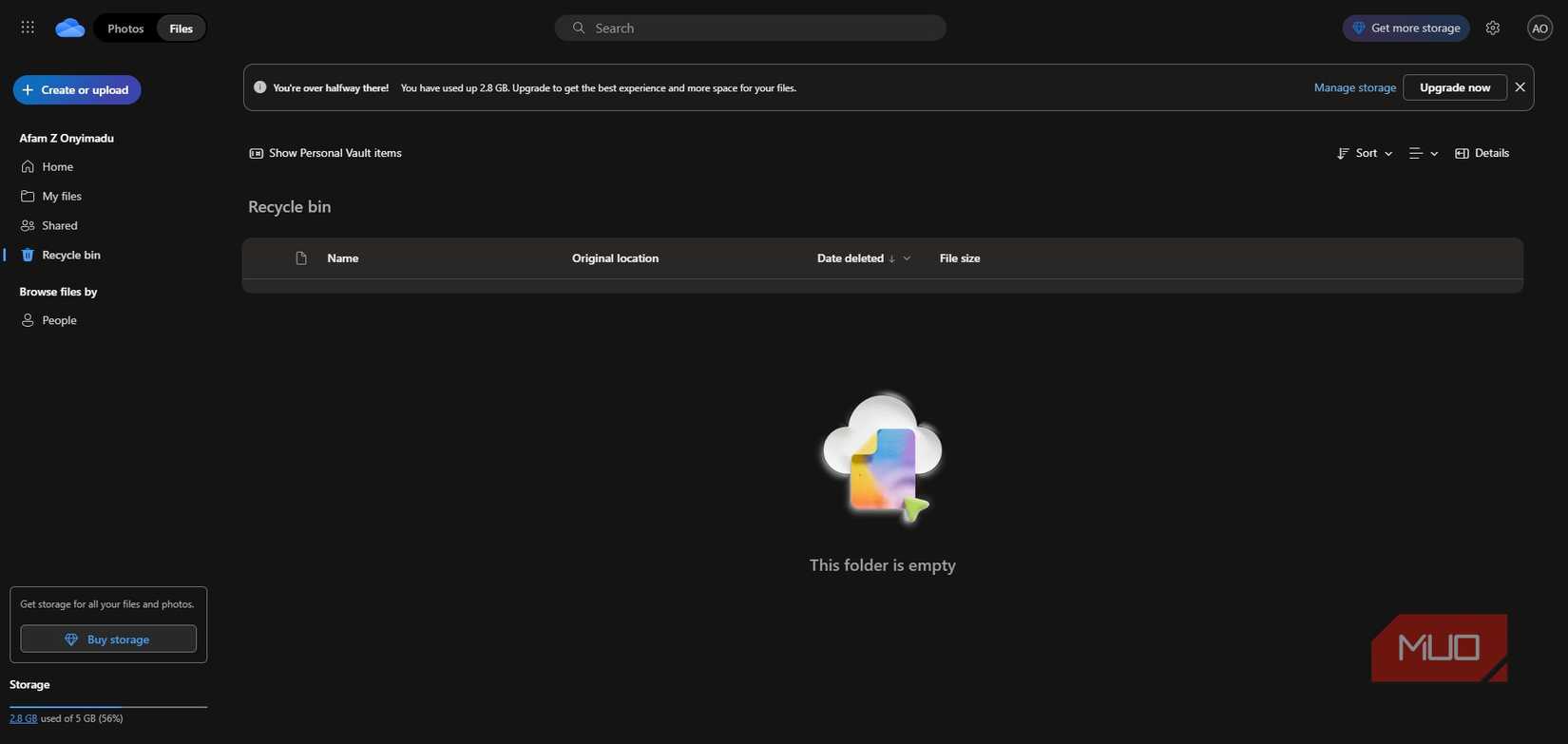 پرونده های OneDrive حذف شده