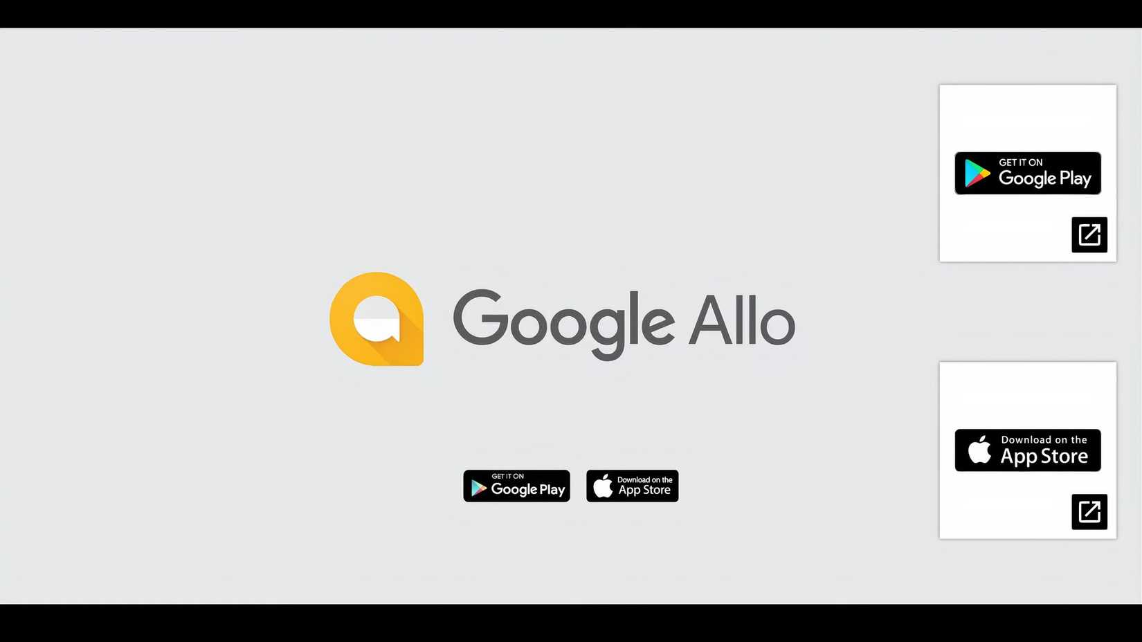 Google Allo با Google Play و App Store برچسب های بارگیری.