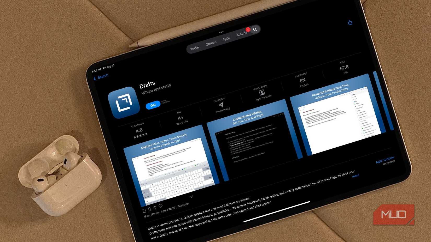 پیش نویس صفحه فروشگاه برنامه نمایش داده شده در iPad