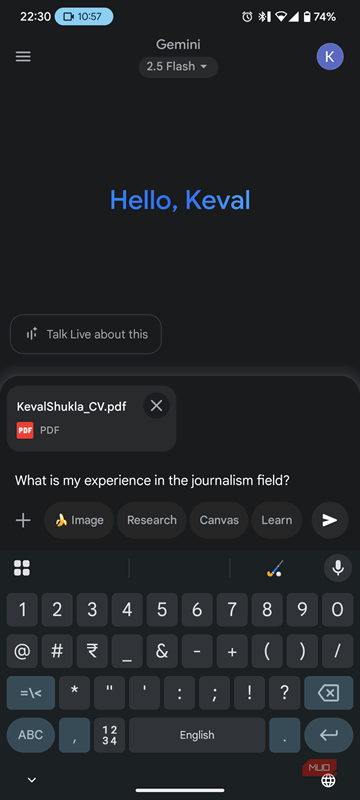 یک حرکت جمینی برای درخواست اطلاعات از سند منتخب از درایو.