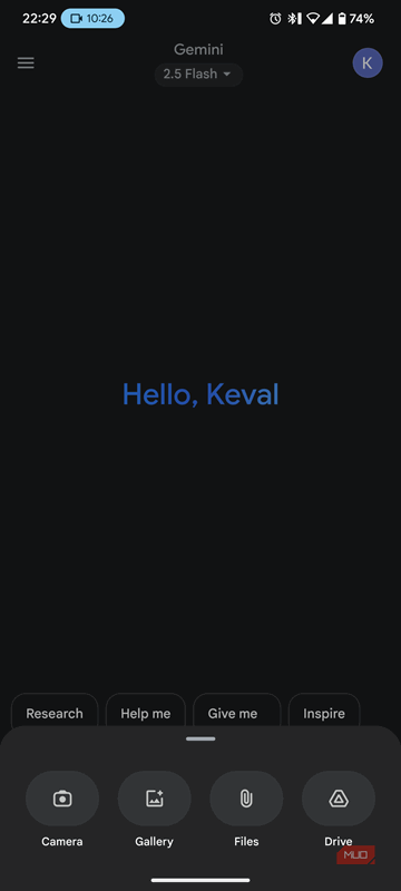 منوی انتخاب منبع جمینی با درایو به عنوان گزینه ای برای انتخاب.