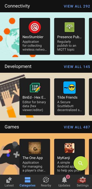 برنامه F-Droid در تلفن Android