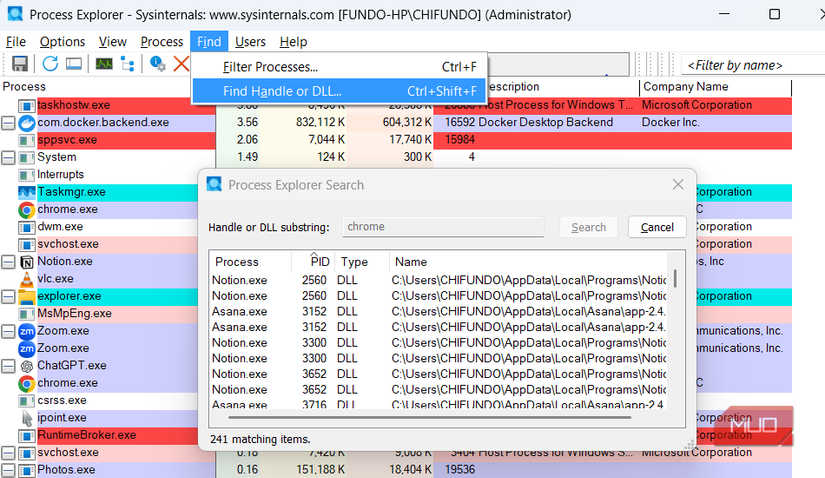 یافتن یک فرآیند از طریق جستجو در Explorer Process