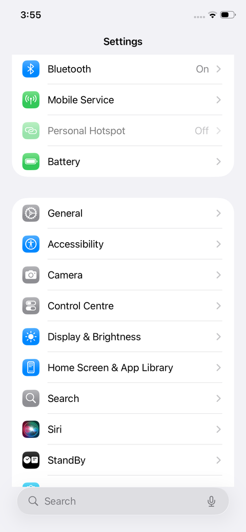 برنامه تنظیمات iOS 26