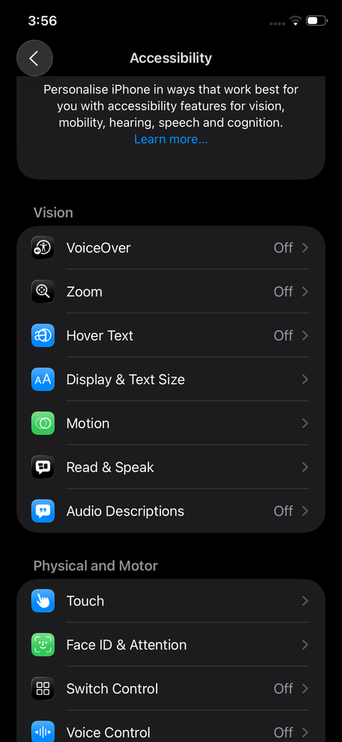 تنظیمات دسترسی در iOS 26