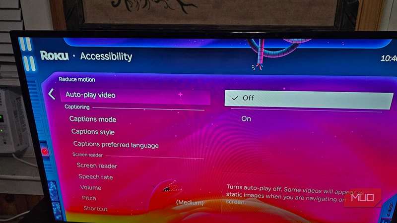 در منوی دسترسی Roku ، غیرفعال کردن ویژگی ویدیویی خودکار