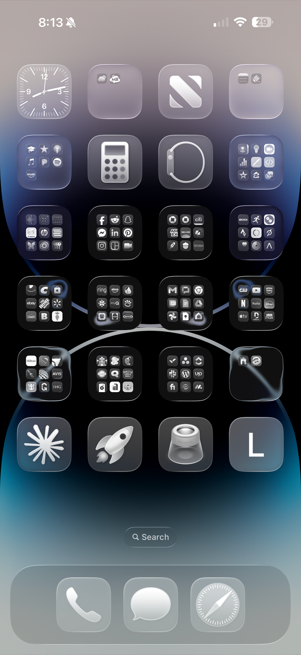 iOS 26 آیکون بزرگ و شفاف