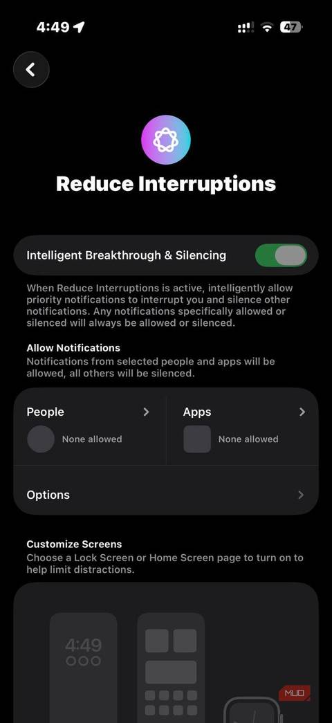 iOS 26 تنظیمات تمرکز وقفه را کاهش می دهد