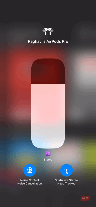 کشویی حجم iOS AirPods.