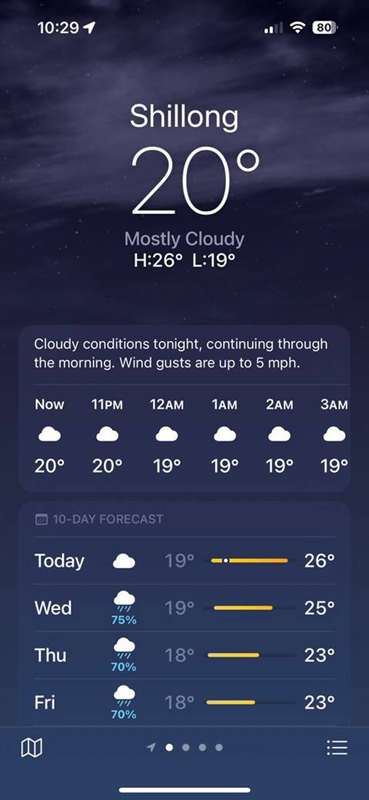 برنامه هواشناسی iOS